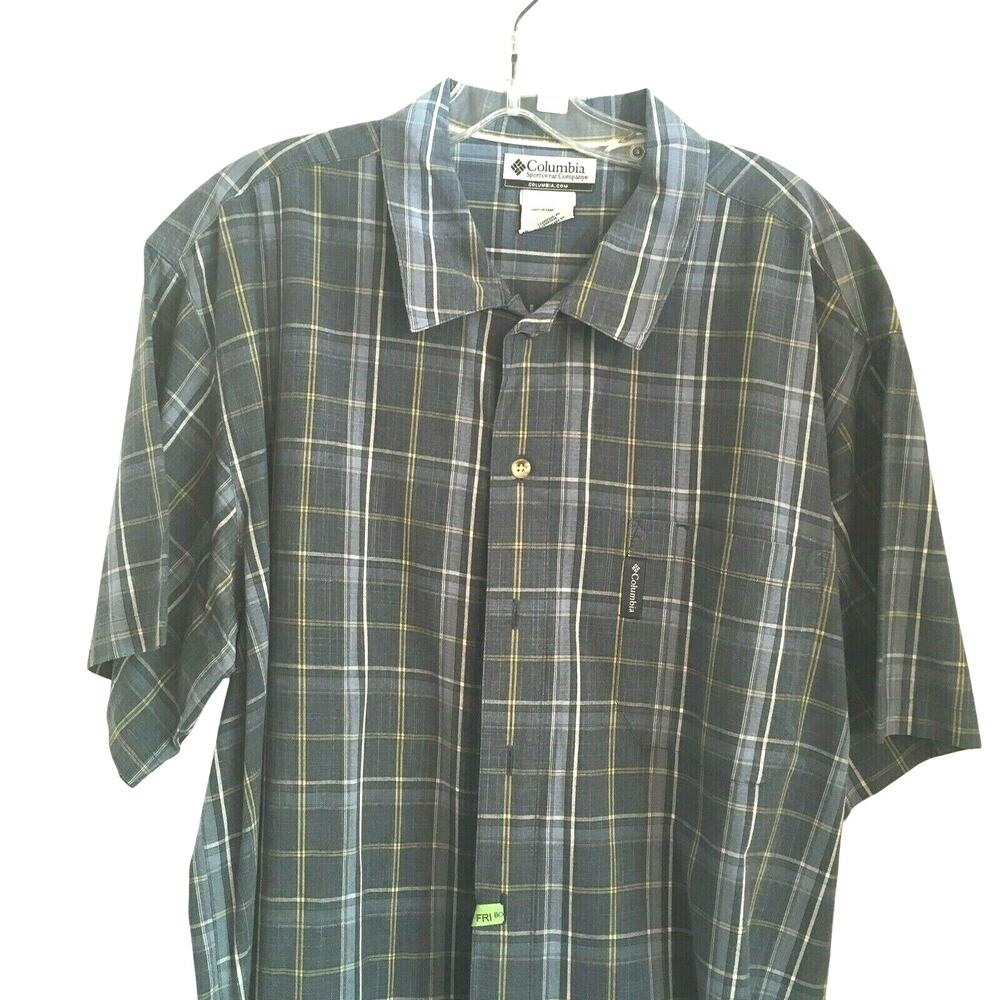 Columbia casual shirt men's size XL blue plaid